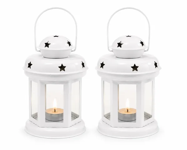 StarGlow_Set_of_2_White_Iron_Lanterns_with_Star_Cutouts_|_Glossy_Metal_Tealight_Candle_Holders_for_Diwali_&_Home_Decor