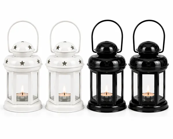 StarGlow_Set_of_4_Metal_Lanterns_–_2_White_&_2_Black_|_25_cm_Star_Cutout_Tealight_Candle_Holders_with_Glass_Panels