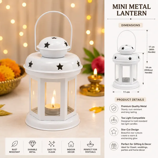 StarGlow_Set_of_4_White_Iron_Lanterns_with_Star_Cutouts_|_Glossy_Metal_Tealight_Candle_Holders_for_Diwali_&_Home_Decor