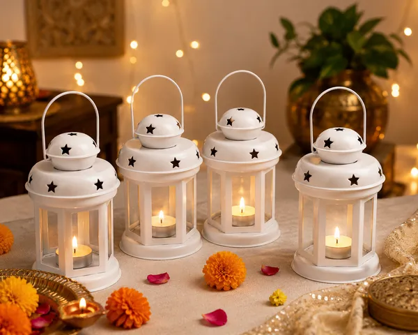 StarGlow_Set_of_4_White_Iron_Lanterns_with_Star_Cutouts_|_Glossy_Metal_Tealight_Candle_Holders_for_Diwali_&_Home_Decor