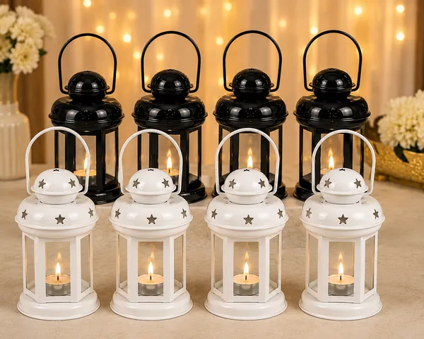 StarGlow_Set_of_8_Metal_Lanterns_–_4_White_&_4_Black_|_25_cm_Star_Cutout_Tealight_Candle_Holders_with_Glass_Panels