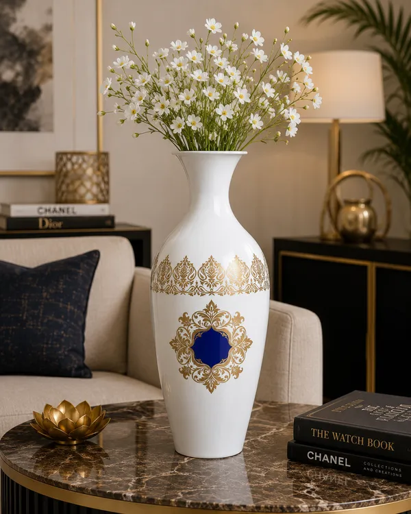 White_Metal_Premium_Vase_For_Floral_Arrangement