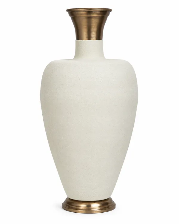 White_Textured_Premium_Metal_Vase_For_Floral_Decoration