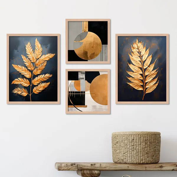 Set_Of_4_Framed_Wall_Art_With_Golden_Leaf_And_Abstract_Prints
