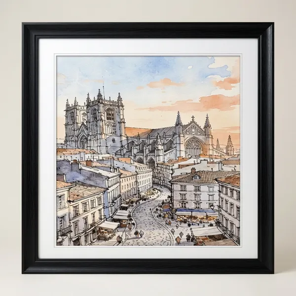 Black_Wood_Framed_European_Cityscape_Architectural_Wall_Art_Print