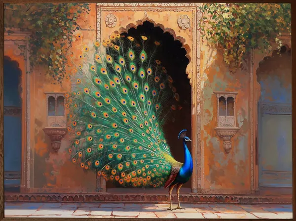 Peacock_In_Traditional_Palace_Archway_Wall_Art_Print