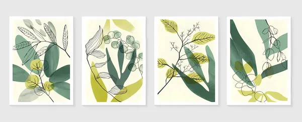 Green_Botanical_Leaf_Illustration_Wall_Art_Print_Set_Of_4
