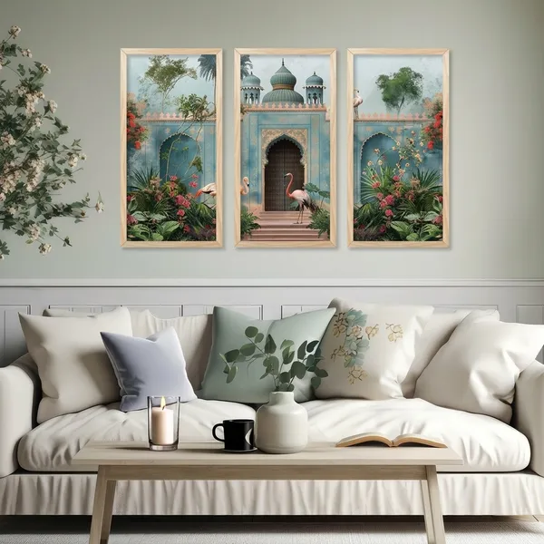 Tropical_Garden_Archway_Triptych_Wall_Art_Set_Of_3_Frames