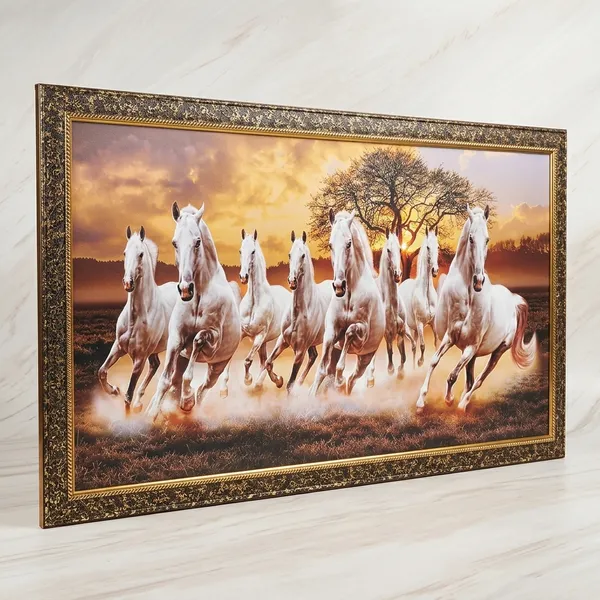Golden_Framed_Horses_Galloping_Through_Water_Wall_Art