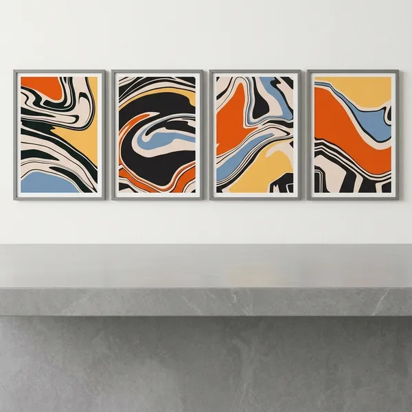 Abstract_Marbled_Wave_Art_Print_Set_Of_4_Wall_Decor_Frames
