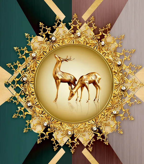 Golden_Deer_Ornamental_Wall_Decor_With_Sunburst_Frame
