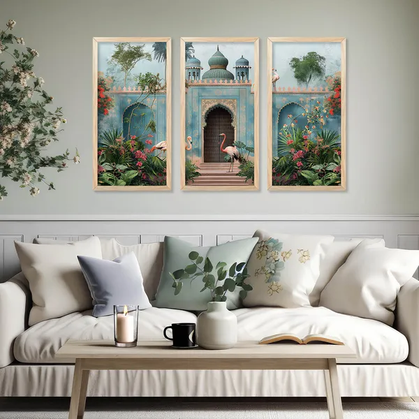 Tropical_Garden_Archway_Triptych_Wall_Art_Set_Of_3_Frames