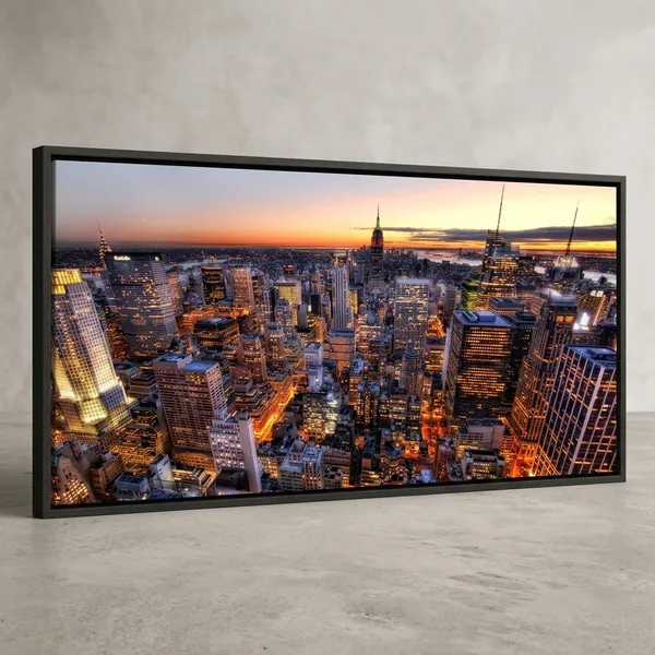 City_Skyline_At_Sunset_Panorama_Wall_Art