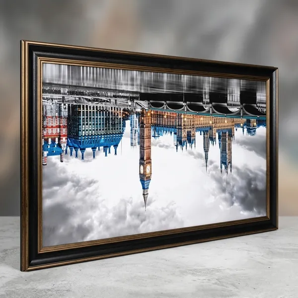 Framed_Inverted_Cityscape_Reflection_Wall_Art_With_Clouds