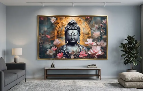 Metallic_Silver_Buddha_Statue_With_Floral_Background