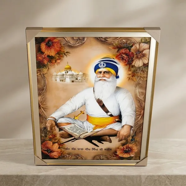 Decorative_Sai_Baba_Religious_Portrait_With_Ornate_Floral_Frame