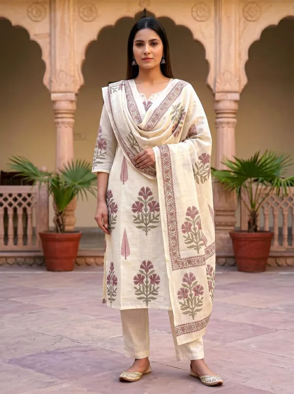 Off_White_Cotton_Premium_And_Elegant_Kurta_Set_For_Women