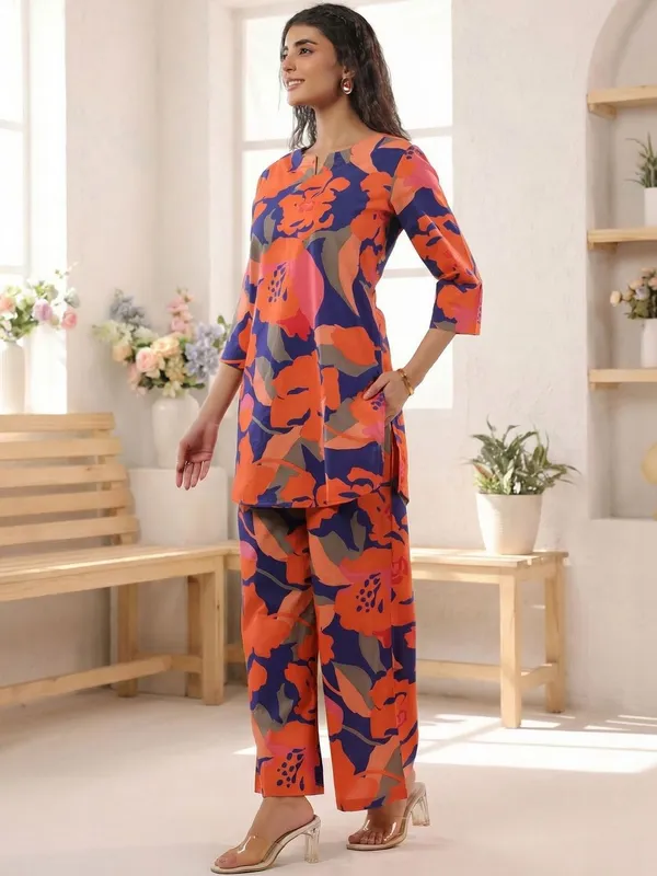 Blue_And_Orange_Cotton_Premium_And_Elegant_Kurta_Palazzo_Set_For_Women