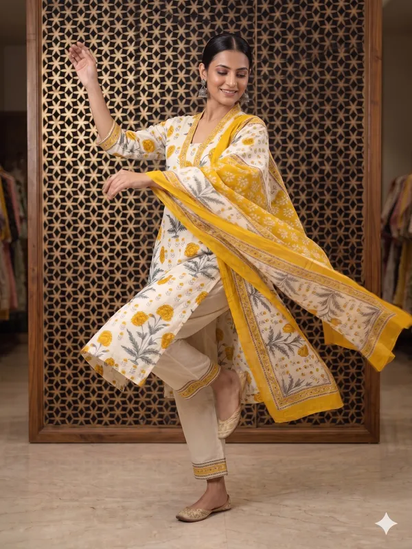 Yellow_Cotton_Premium_And_Elegant_Kurta_Set_For_Women