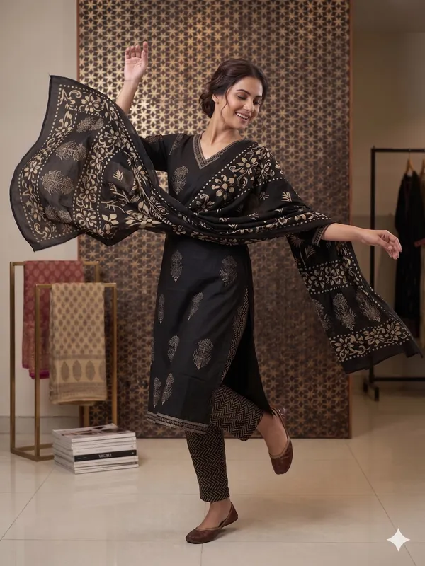 Black_Cotton_Premium_And_Elegant_Kurta_Set_For_Women