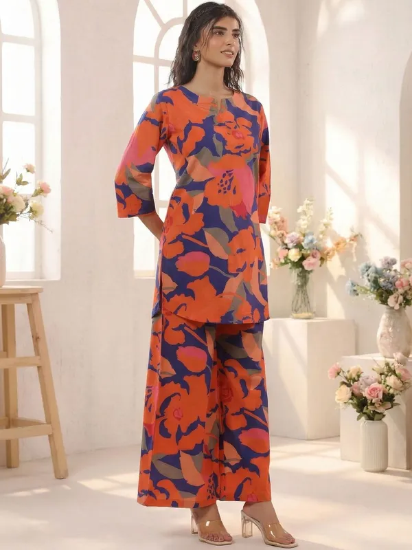 Blue_And_Orange_Cotton_Premium_And_Elegant_Kurta_Palazzo_Set_For_Women