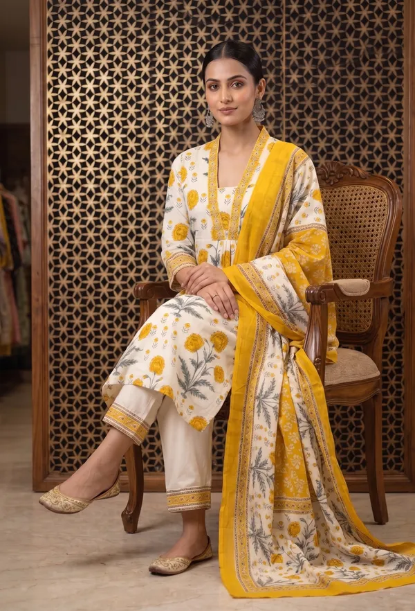 Yellow_Cotton_Premium_And_Elegant_Kurta_Set_For_Women