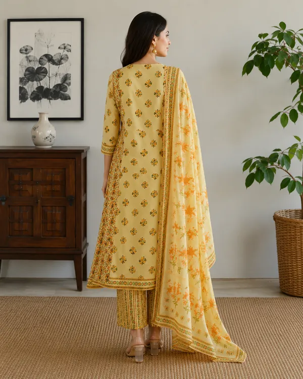 Yellow_Printed_Anarkali_Kurta_Set_For_Women