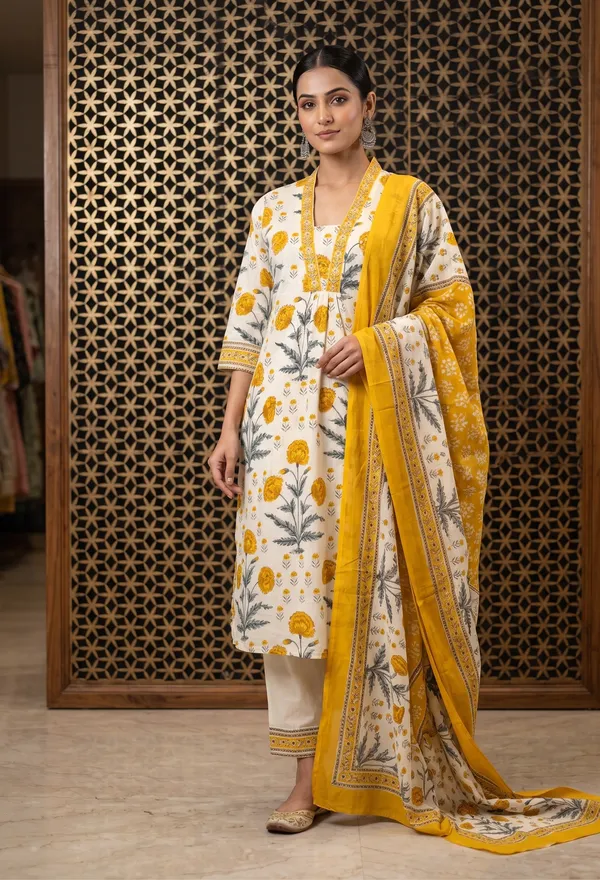Yellow_Cotton_Premium_And_Elegant_Kurta_Set_For_Women