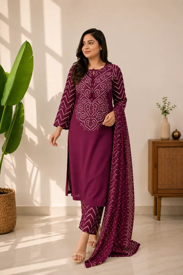 Wine_Cotton_Premium_And_Elegant_Kurta_Set_With_Dupatta_For_Women