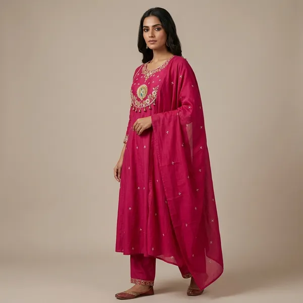 Pink_Cotton_Premium_And_Elegant_Anarkali_Suit_Set_For_Women