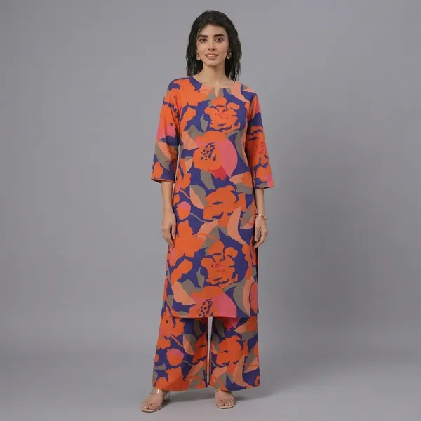 Blue_And_Orange_Cotton_Premium_And_Elegant_Kurta_Palazzo_Set_For_Women
