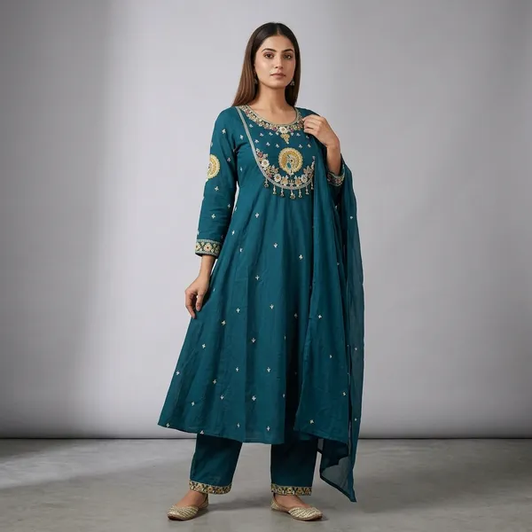 Teal_Cotton_Premium_And_Elegant_Anarkali_Suit_Set_For_Women