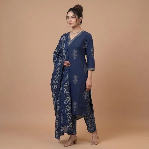 Navy_Blue_Cotton_Premium_And_Elegant_Kurta_Set_For_Women