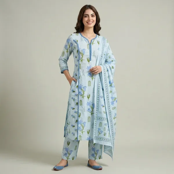 Light_Blue_Cotton_Premium_And_Elegant_Kurta_Set_For_Women