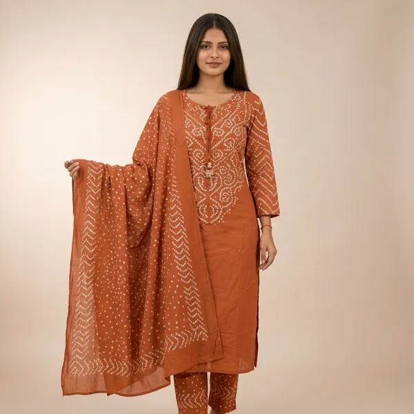 Rust_Orange_Cotton_Premium_And_Elegant_Kurta_Set_With_Dupatta_For_Women