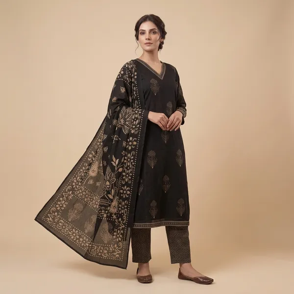 Black_Cotton_Premium_And_Elegant_Kurta_Set_For_Women