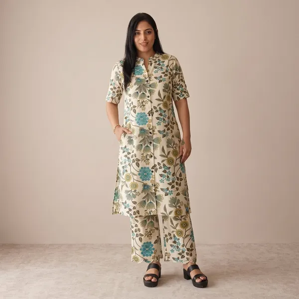 Cream_Cotton_Premium_And_Elegant_Kurta_Pant_Set_For_Women