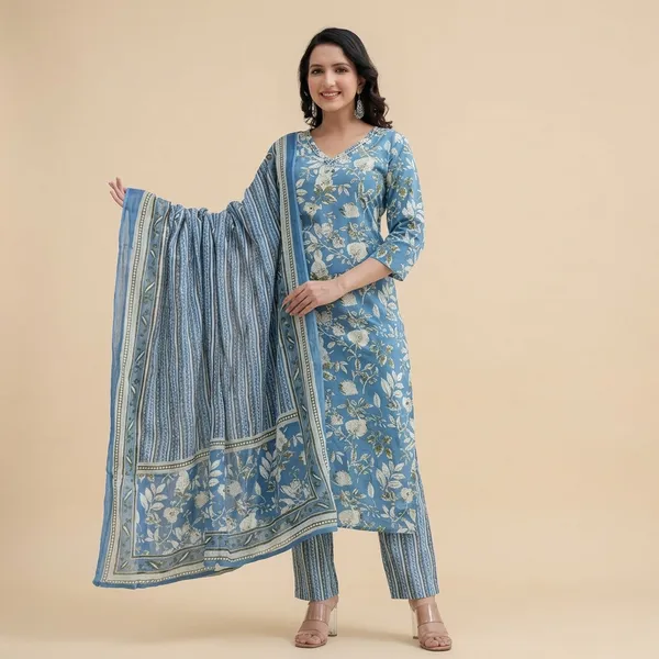 Blue_Cotton_Premium_And_Elegant_Kurta_Set_For_Women