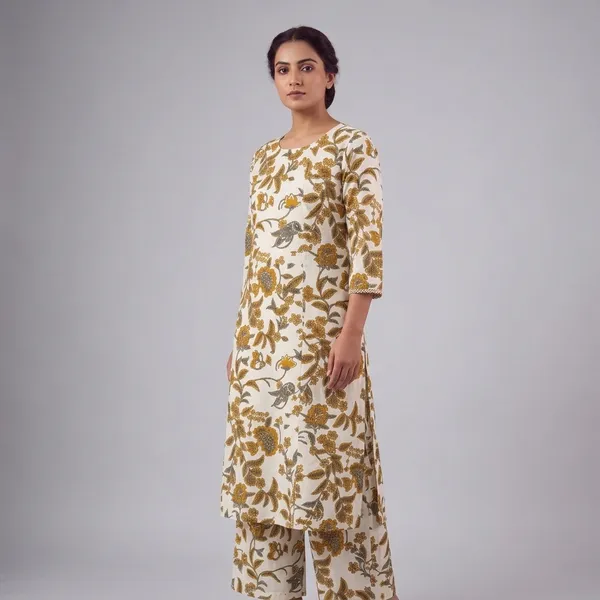 Off_White_And_Brown_Cotton_Premium_And_Elegant_Kurta_Set_For_Women