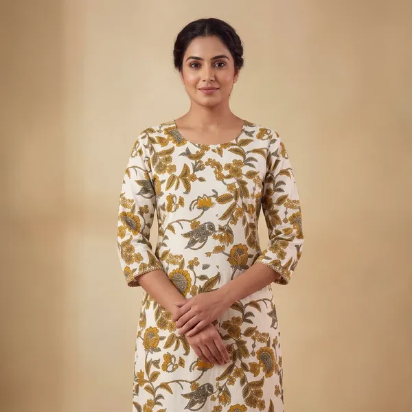 Off_White_And_Brown_Cotton_Premium_And_Elegant_Kurta_Set_For_Women