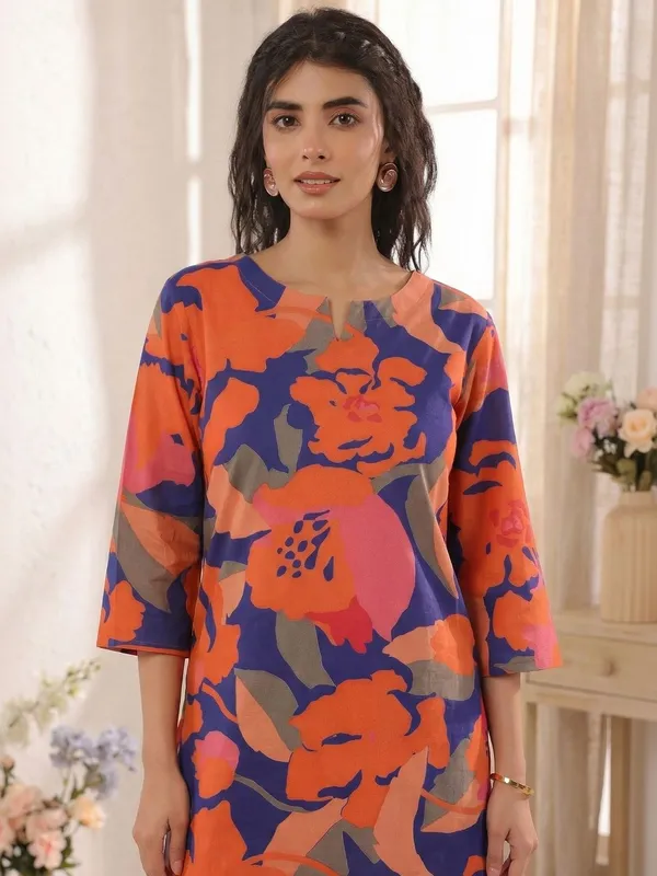 Blue_And_Orange_Cotton_Premium_And_Elegant_Kurta_Palazzo_Set_For_Women