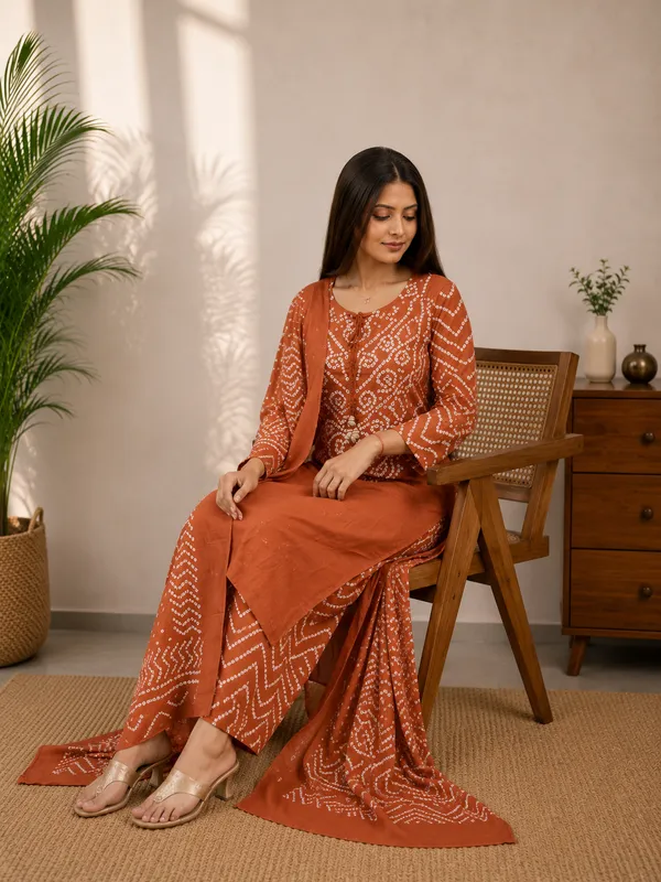 Rust_Orange_Cotton_Premium_And_Elegant_Kurta_Set_With_Dupatta_For_Women