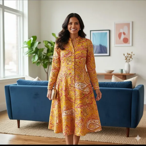 Yellow_Cotton_Premium_And_Elegant_Dress_For_Women