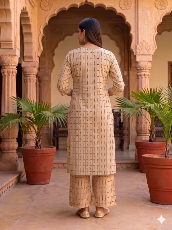 Brown_And_Beige_Cotton_Premium_And_Elegant_Kurta_Palazzo_Set_For_Women