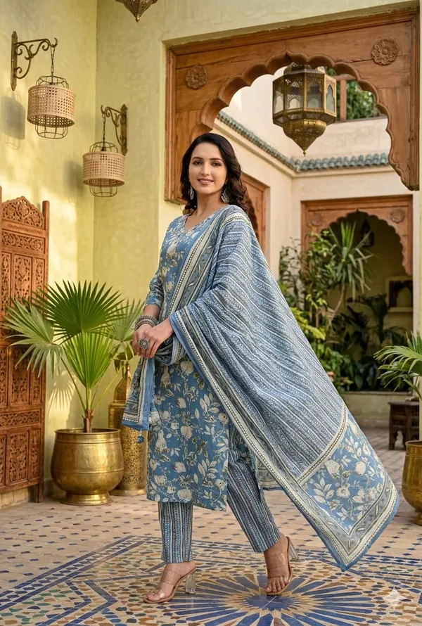 Blue_Cotton_Premium_And_Elegant_Kurta_Set_For_Women