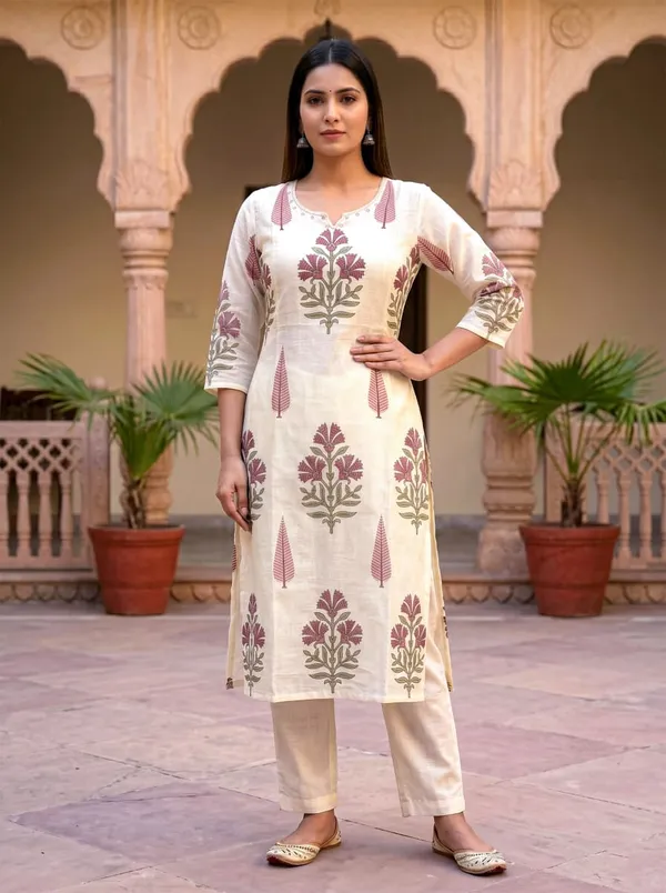Off_White_Cotton_Premium_And_Elegant_Kurta_Set_For_Women