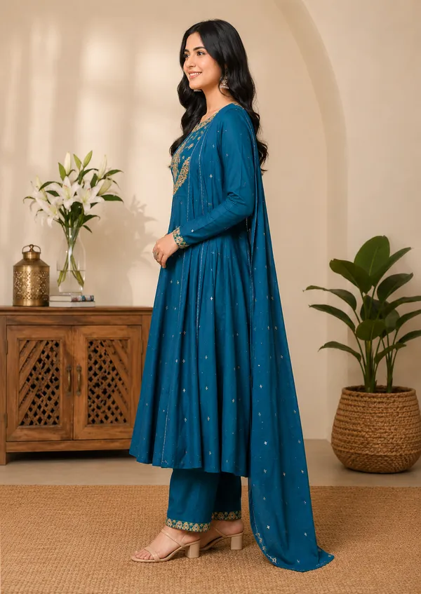 Teal_Cotton_Premium_And_Elegant_Anarkali_Suit_Set_For_Women