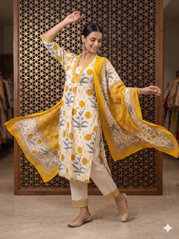 Yellow_Cotton_Premium_And_Elegant_Kurta_Set_For_Women