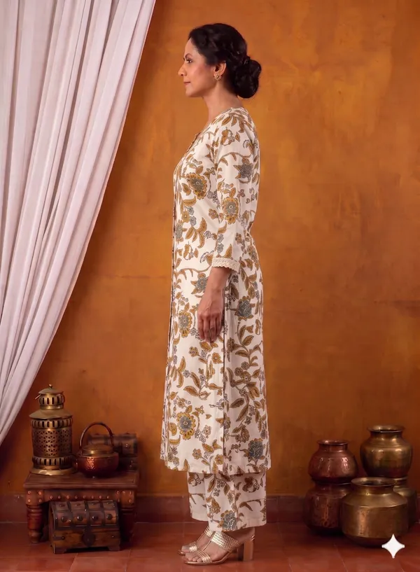 Off_White_And_Brown_Cotton_Premium_And_Elegant_Kurta_Set_For_Women