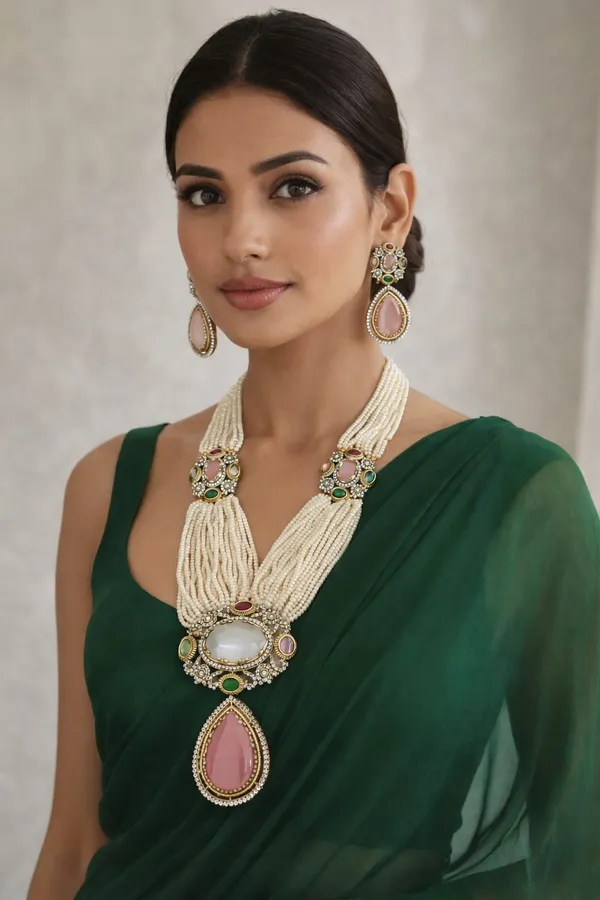 Royal_Multi-Strand_Pearl_Polki_Necklace_Set_with_Emerald_and_Ruby_Accents